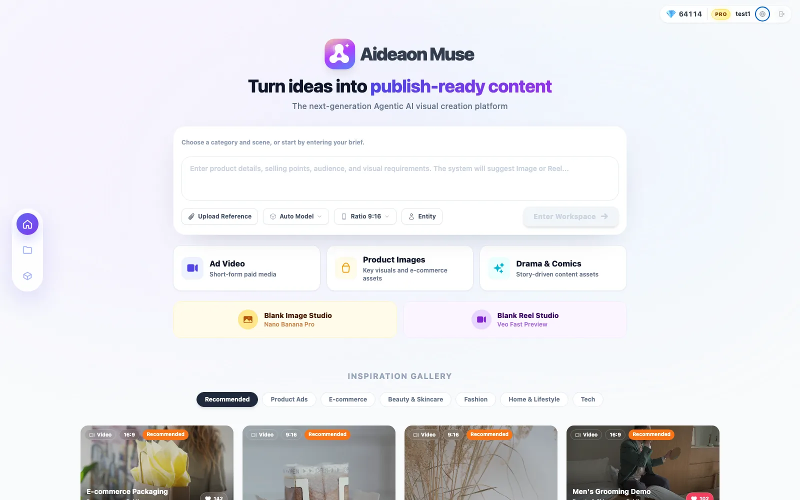 Aideaon Muse English launch workspace screenshot